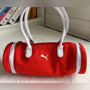 Puma Vintage Y2K Orange and White Barrel Shoulder Bag